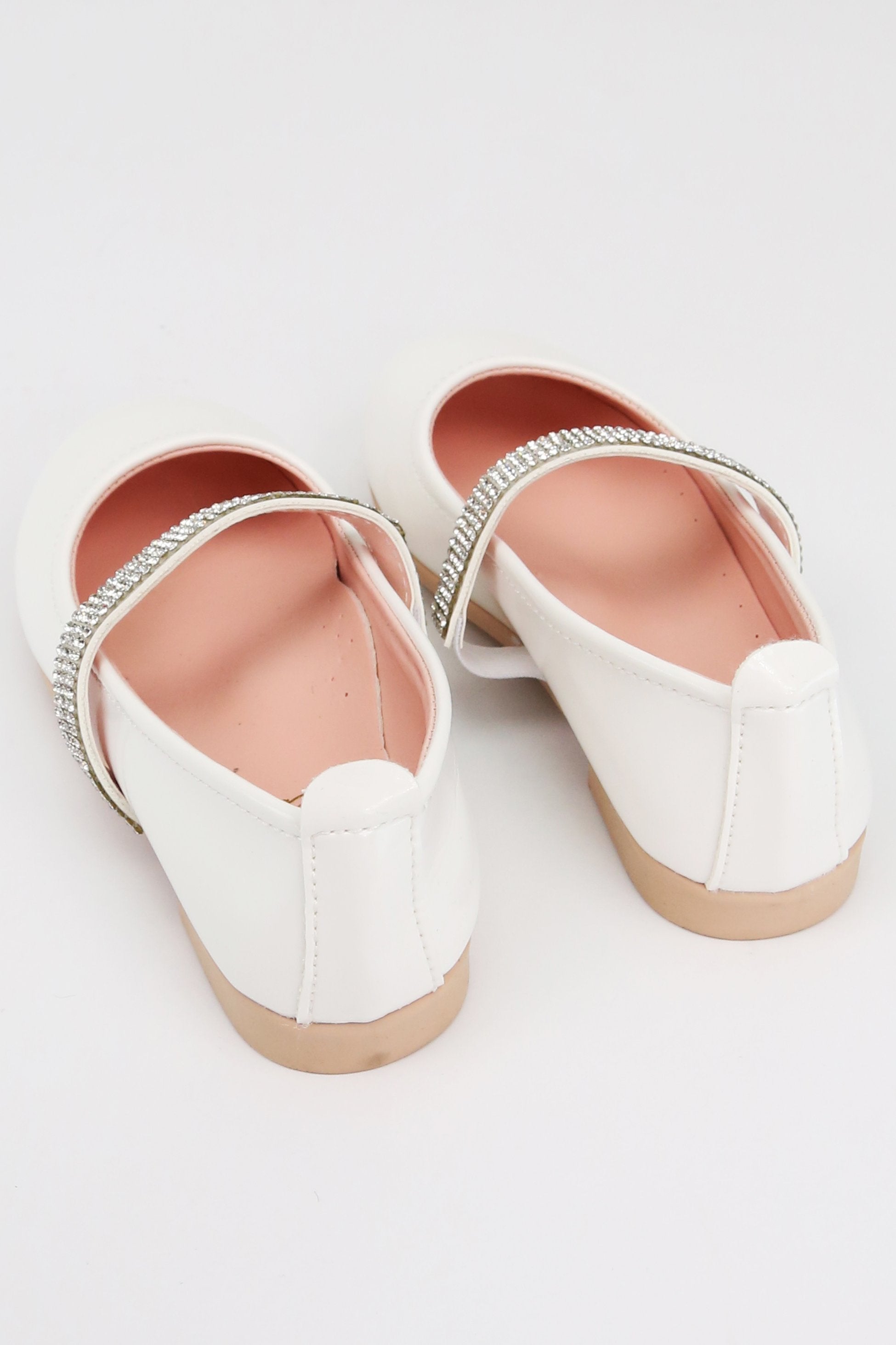 Girls Rhinestone Patent Mary Jane Shoes - ARWEN - White