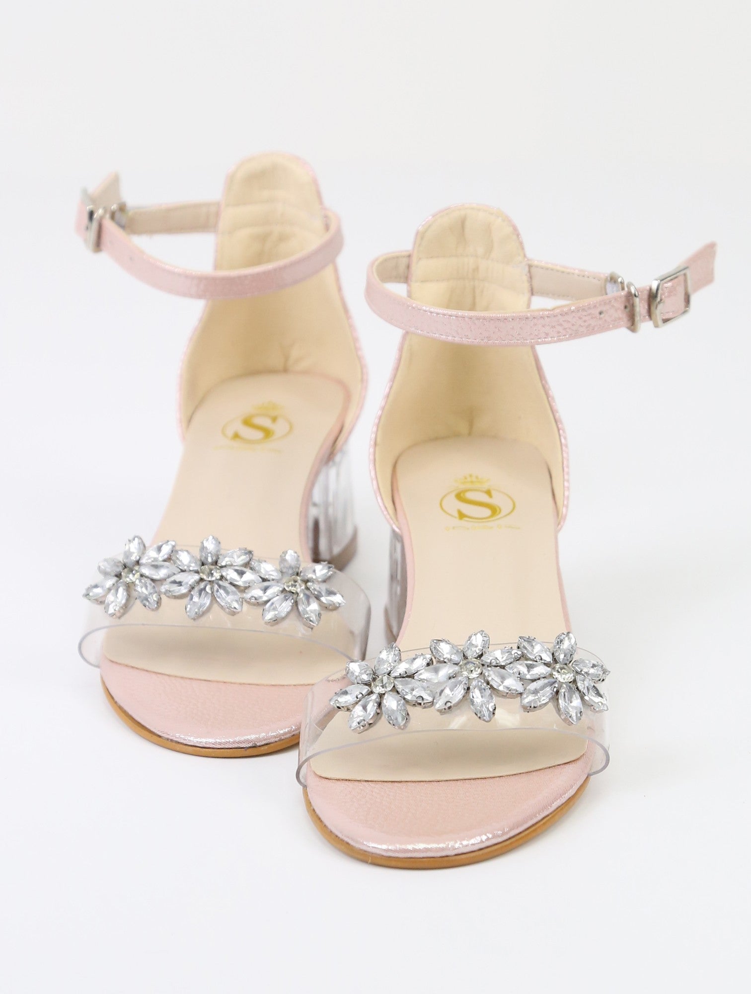 Girls Ankle-Strap Block Heels Sandals - WAKKO - Pink