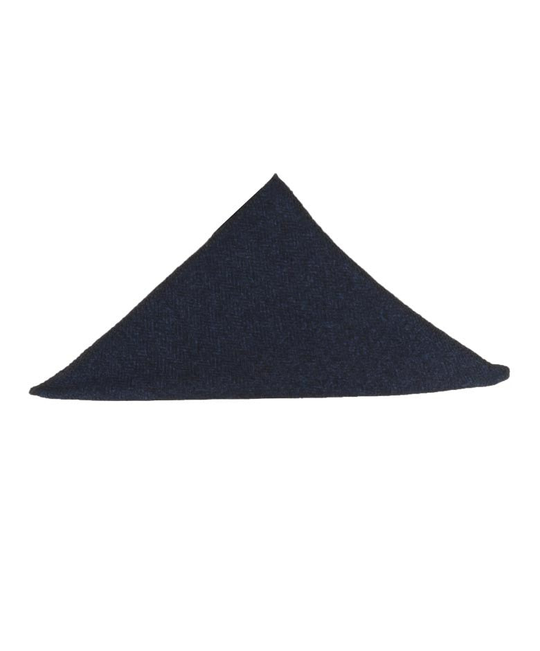 Men's & Boys Herringbone Tweed Pocket Handkerchief - Navy Blue