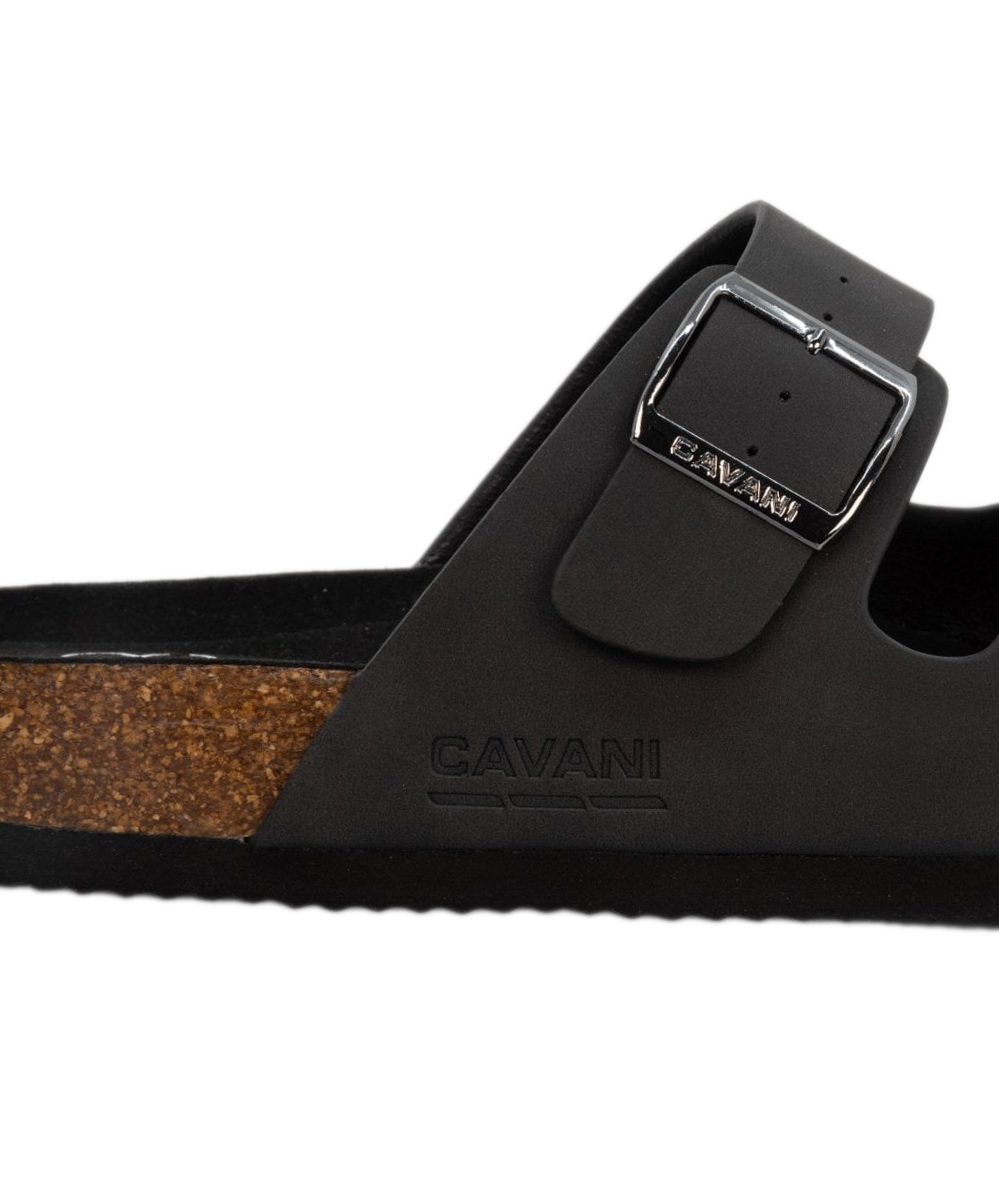 Men's Buckle-Strap Cork Slider Sandals - DAYTONA - Black