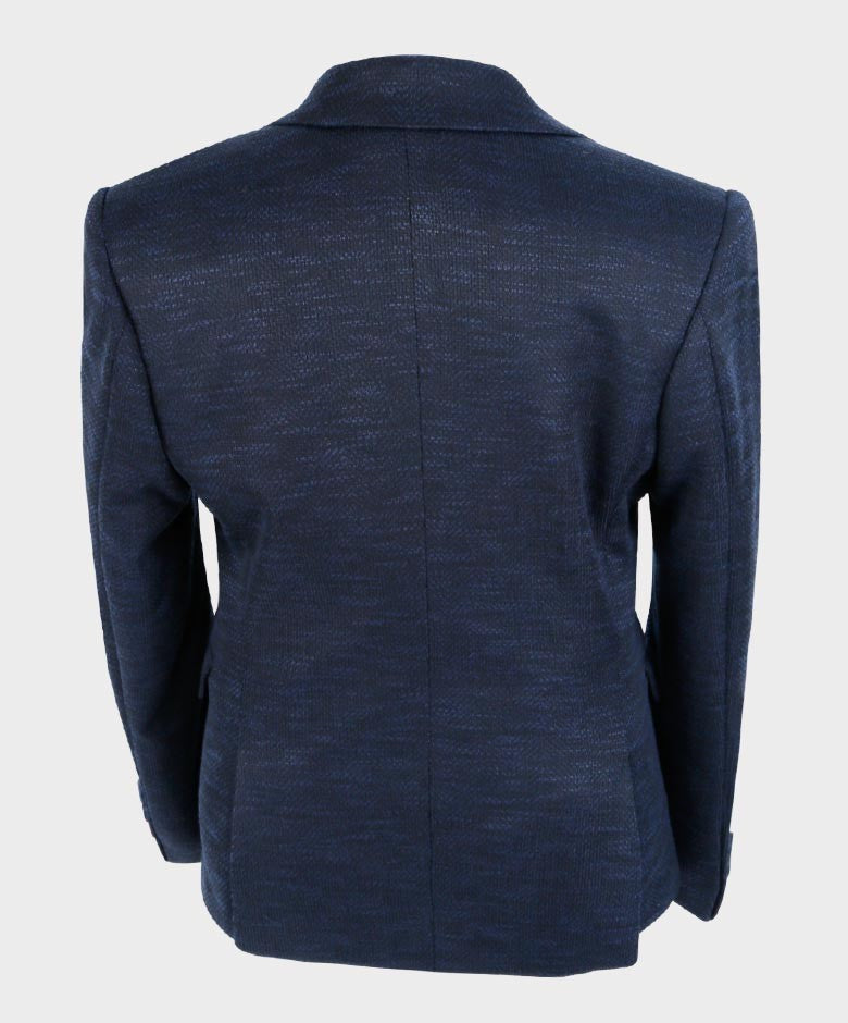 Boys Tailored Fit Birdseye Blazer - Dark Blue