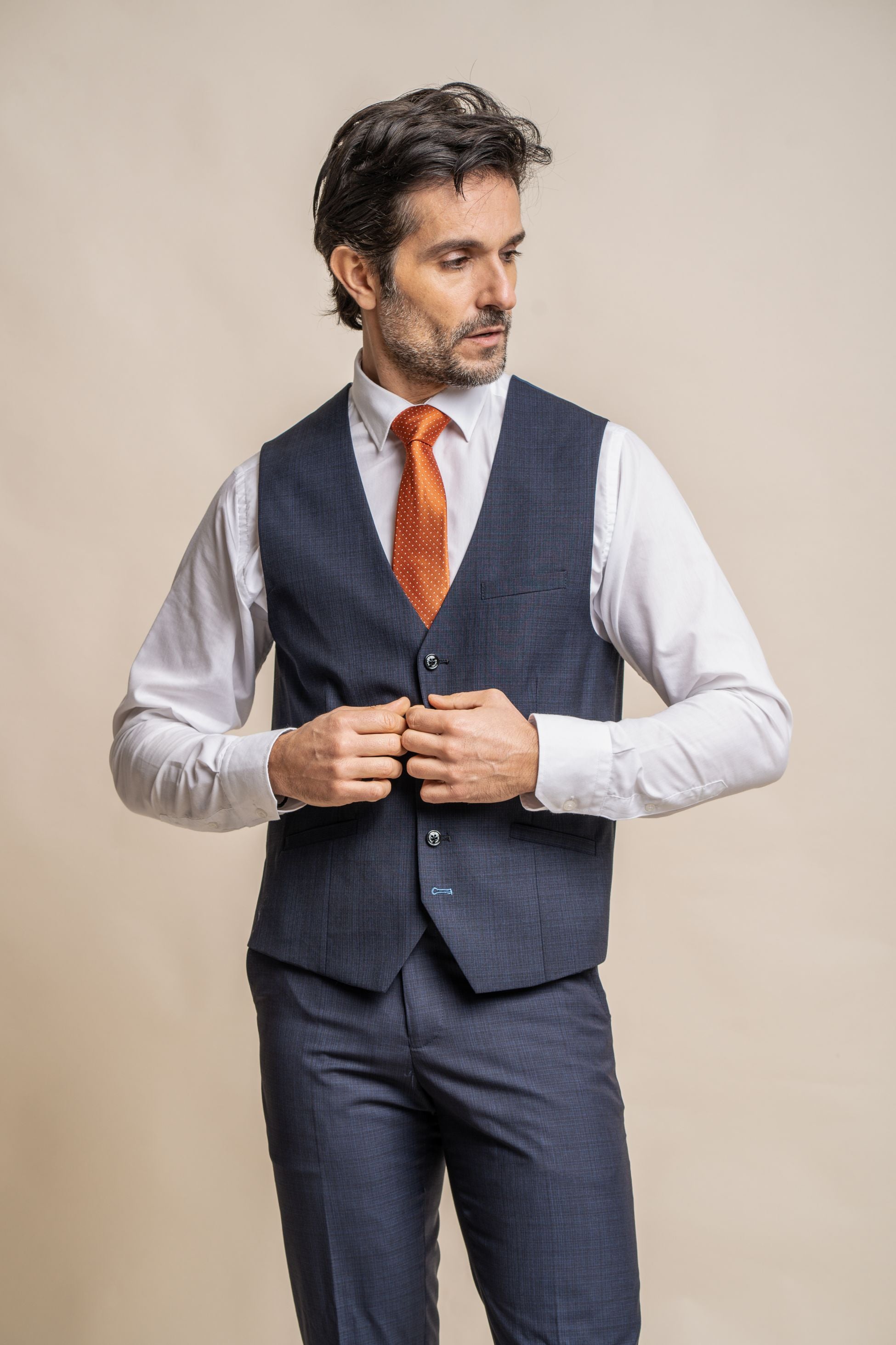 Men's Slim Fit Navy Suit - SEEBA - Navy Blue