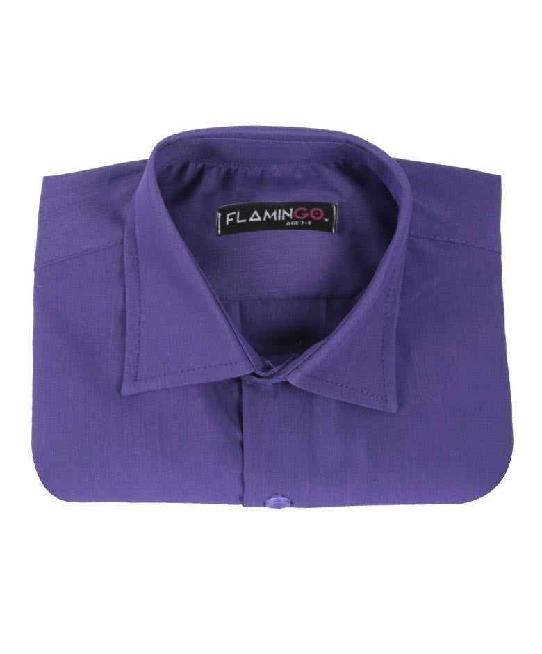 Boys Cotton Blend Formal Shirt - Purple