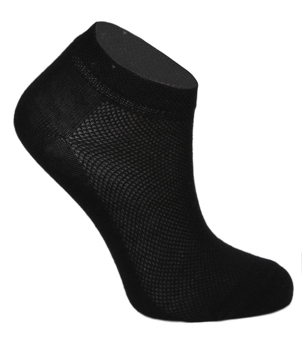 Unisex Stretch Cotton Ankle Socks, for Boys & Girls - Black