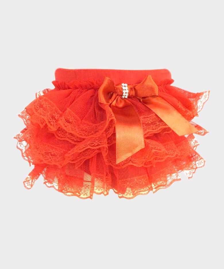 Baby Girls Ruffled Lace  bloomers - Red