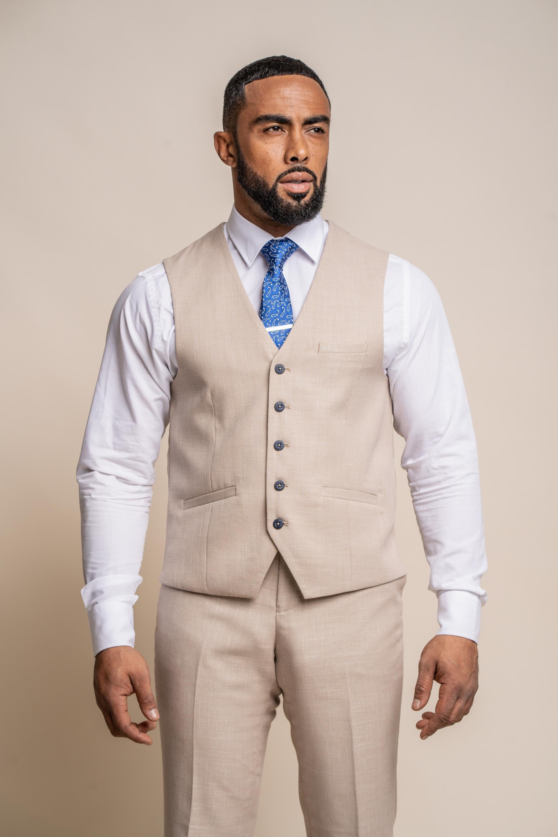 Men's Slim Fit Formal Waistcoat- MIAMI - Beige