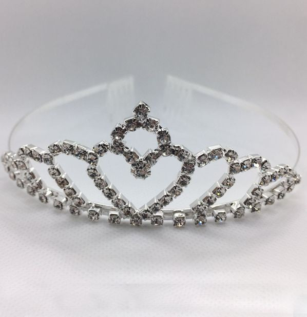 Sparkling Silver Crystal Tiara Crown for Girls