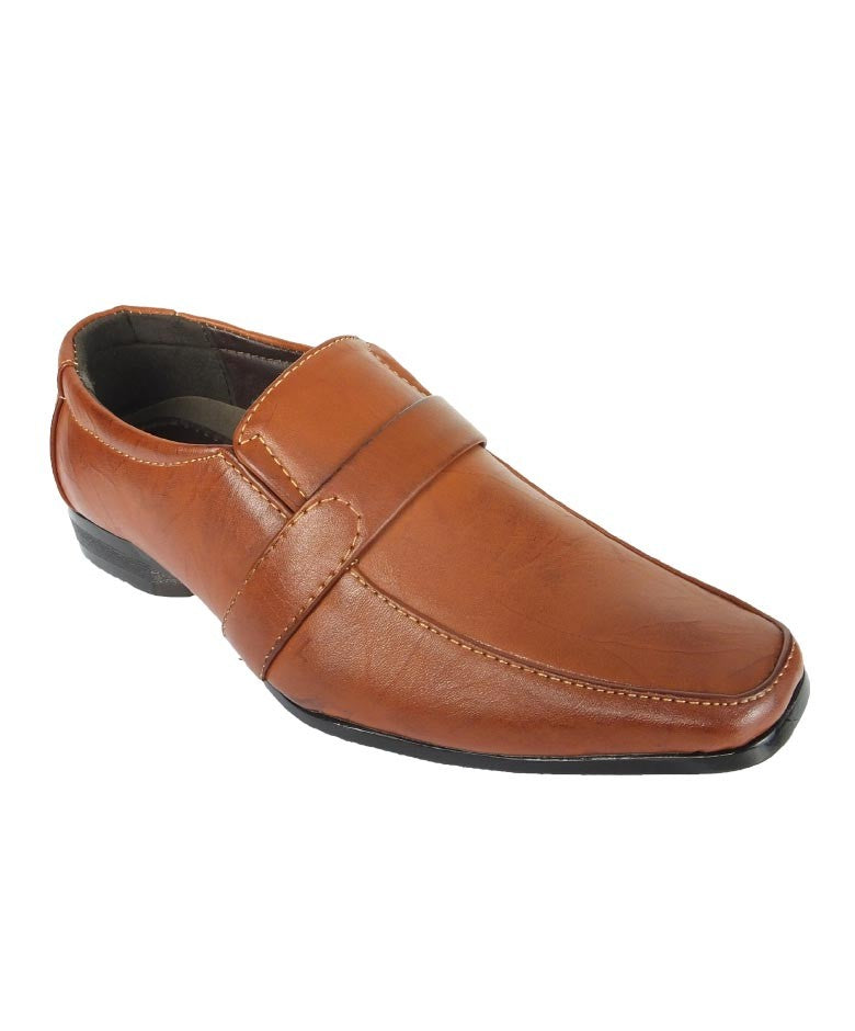 Boys Formal Slip On Tan Shoes - Tan Brown