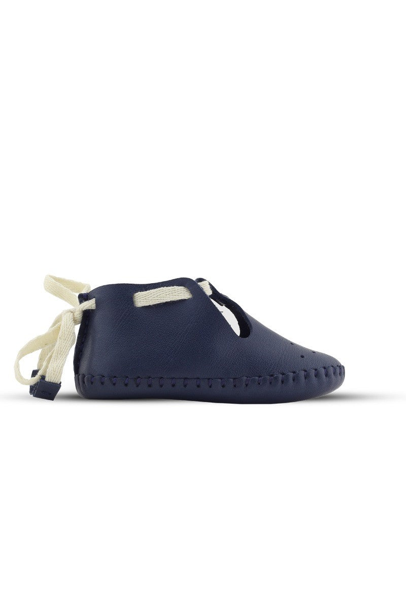 Baby Boys Genuine Leather Pre-walker Crib Shoes - Patik - Navy Blue