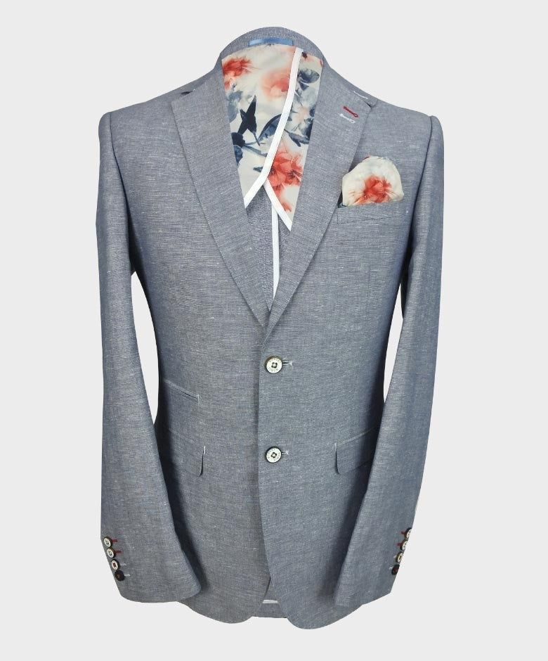 Men's Slim Fit Linen Blazer - ETHAN - Pale Blue