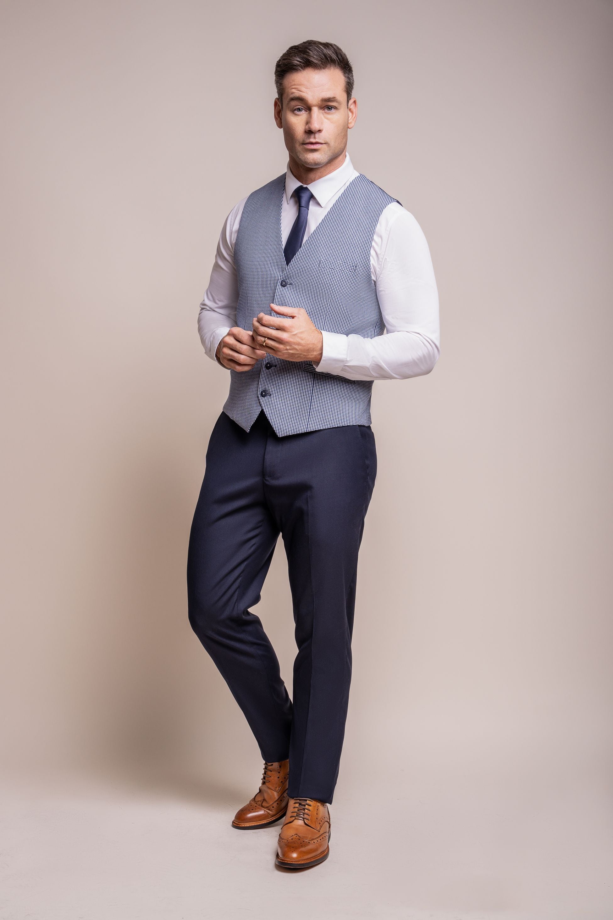 Men's Slim-Fit Blue Waistcoat - BARESI - Blue