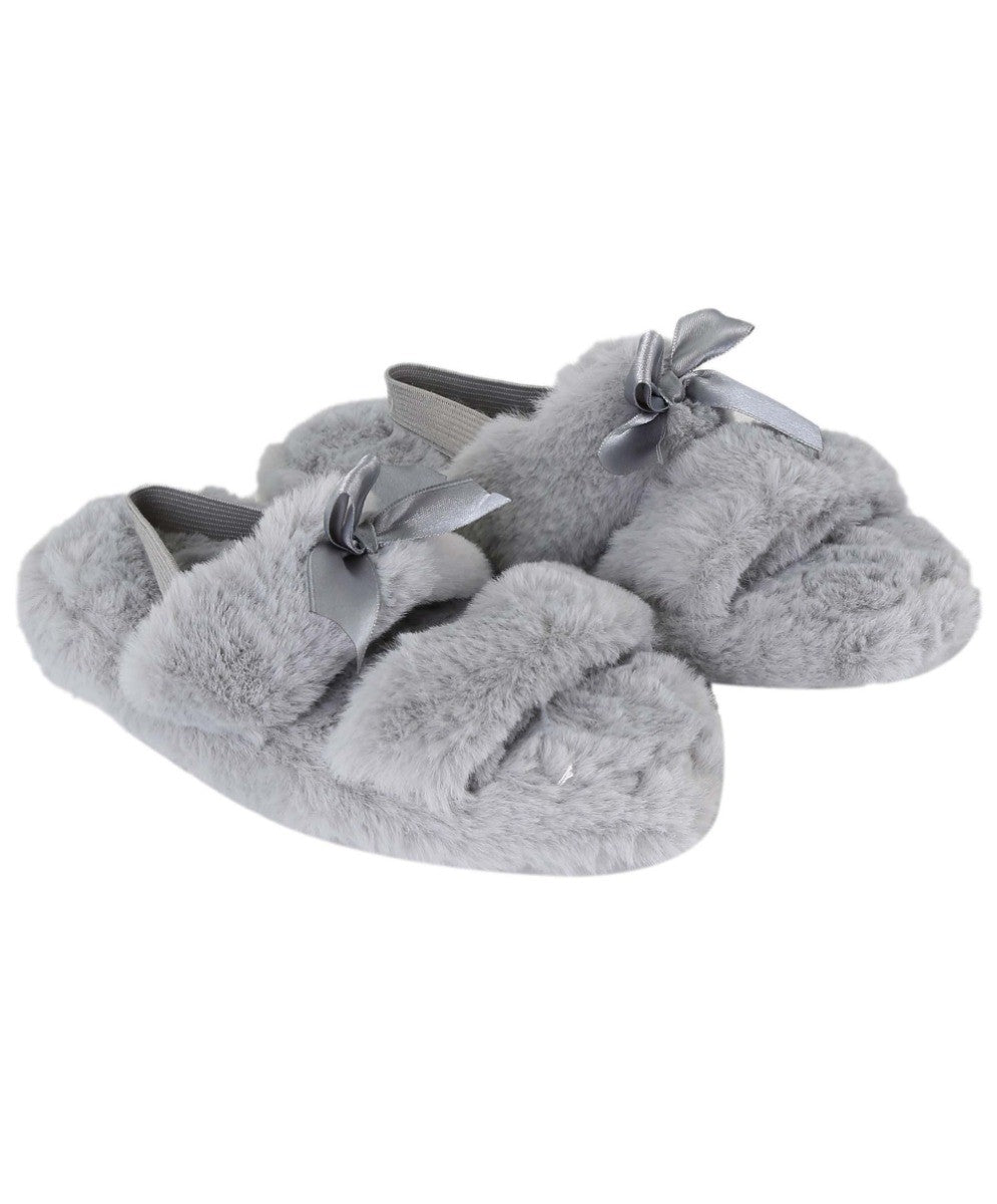 Girls Fur Plush Slipper - Grey