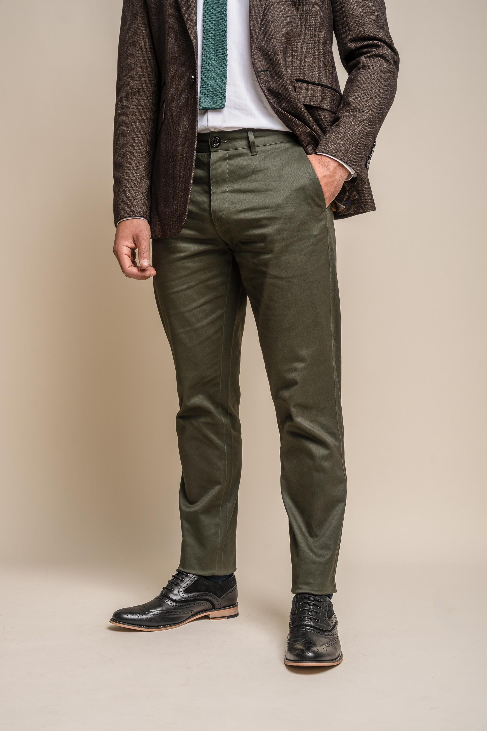 Men's Casual Cotton Chino - DAKOTA - Olive Green