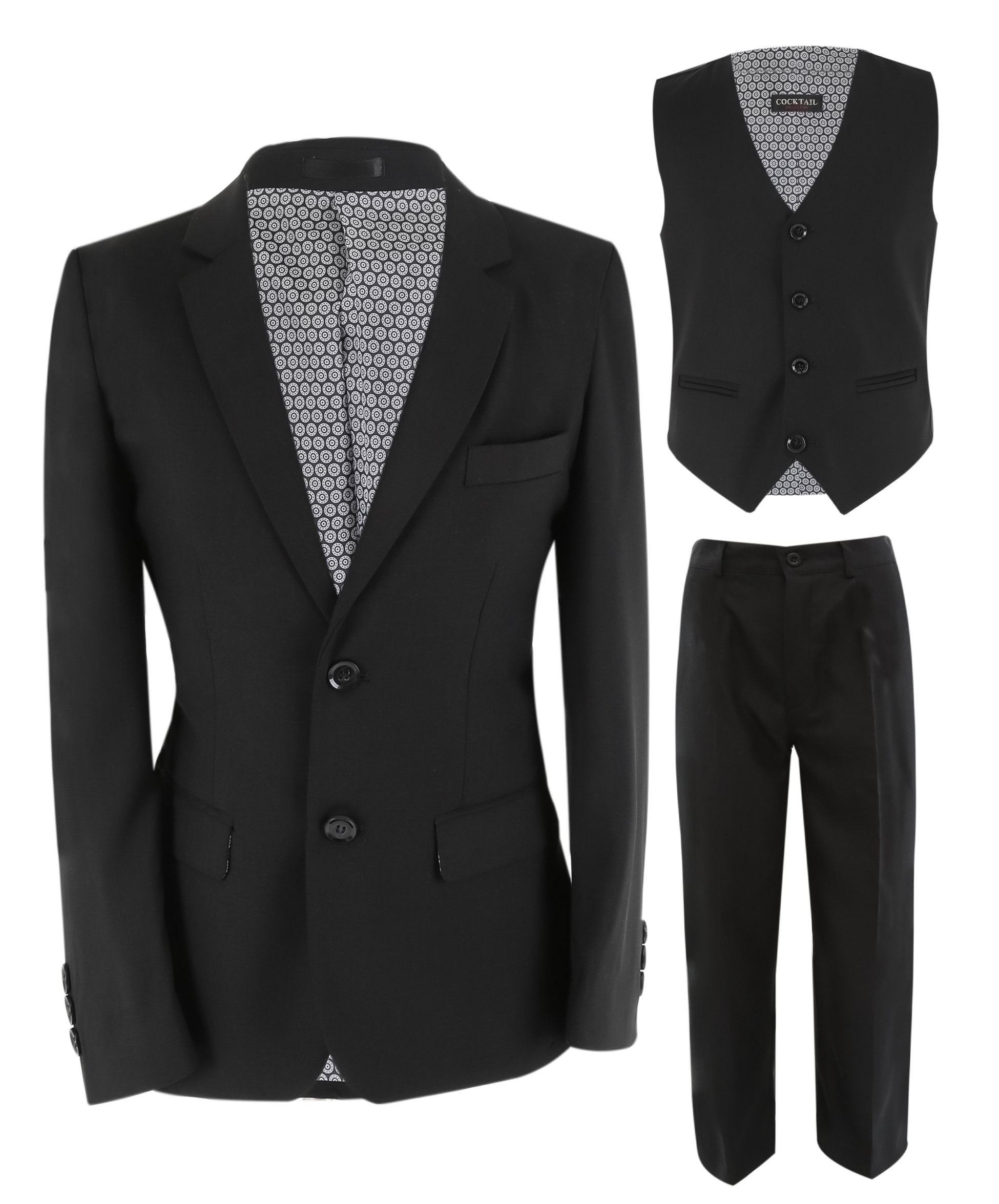 Boys Regular Fit All In One Suit - Black