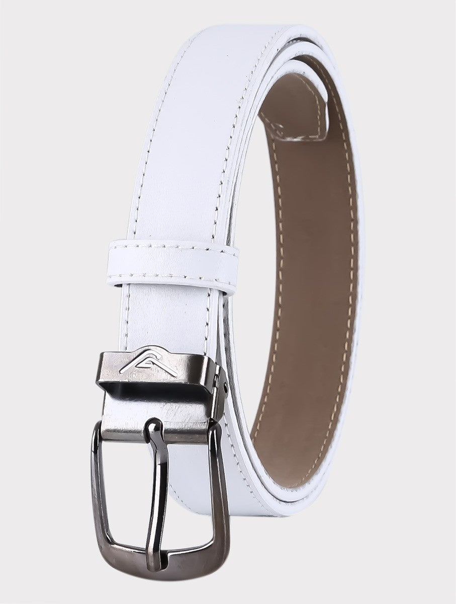 Boys Adjustable Leather Belt - White