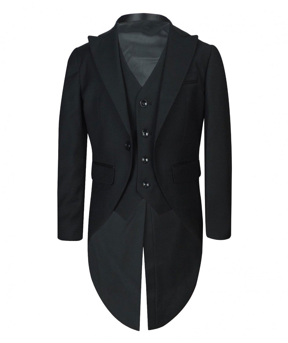 Boys Black Morning Tailcoat Suit Set - Black