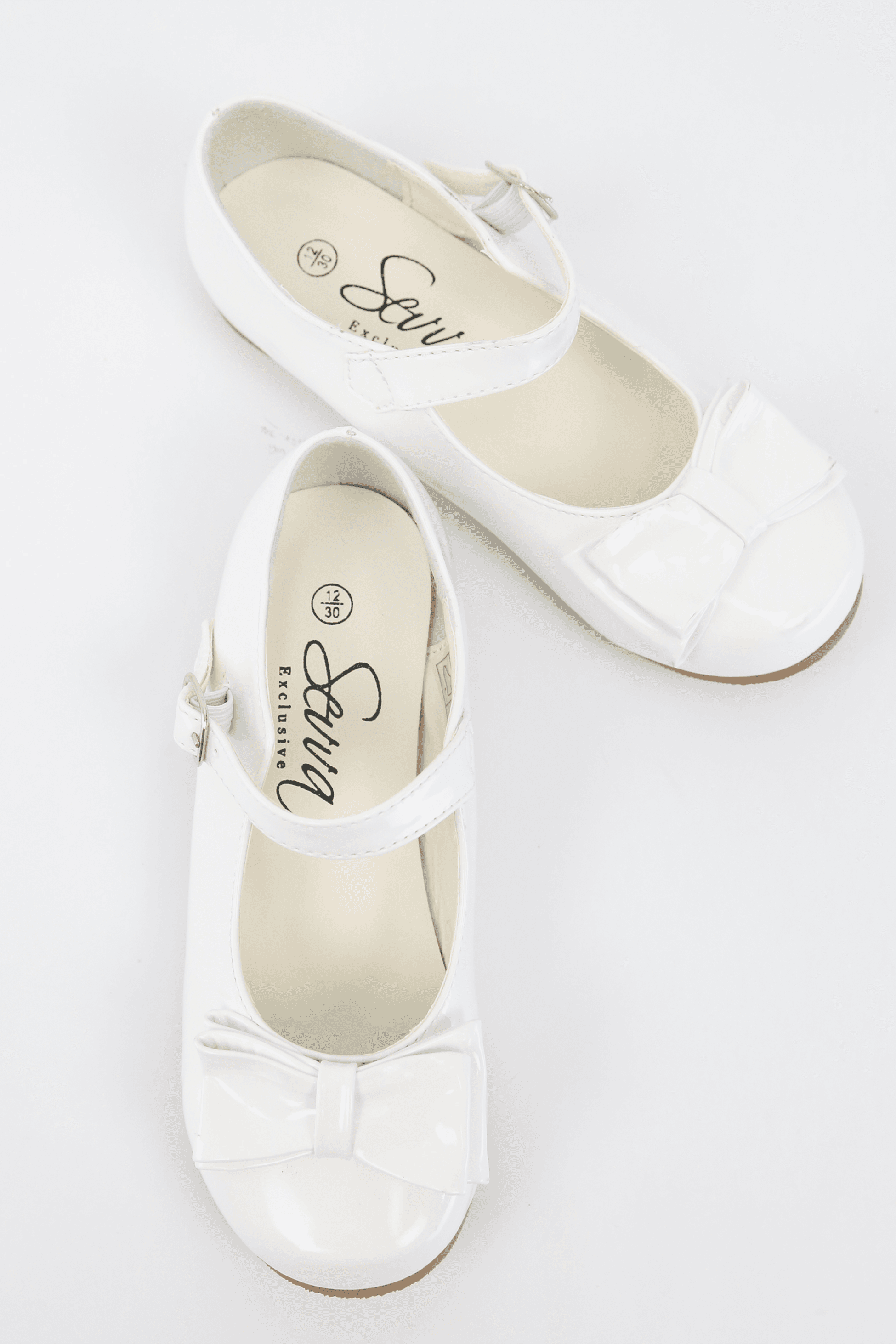 Girls Patent Mary Jane Shoes with Bow – LIYA - White