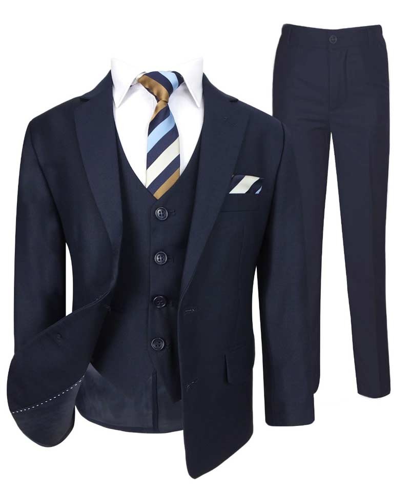 Boys Tailored Fit Formal Suit - Navy Blue