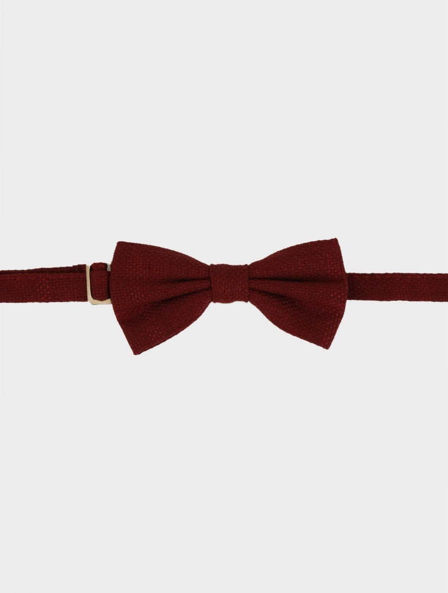 Boys & Men's Tweed Windowpane Check Bow Tie Set - Burgundy