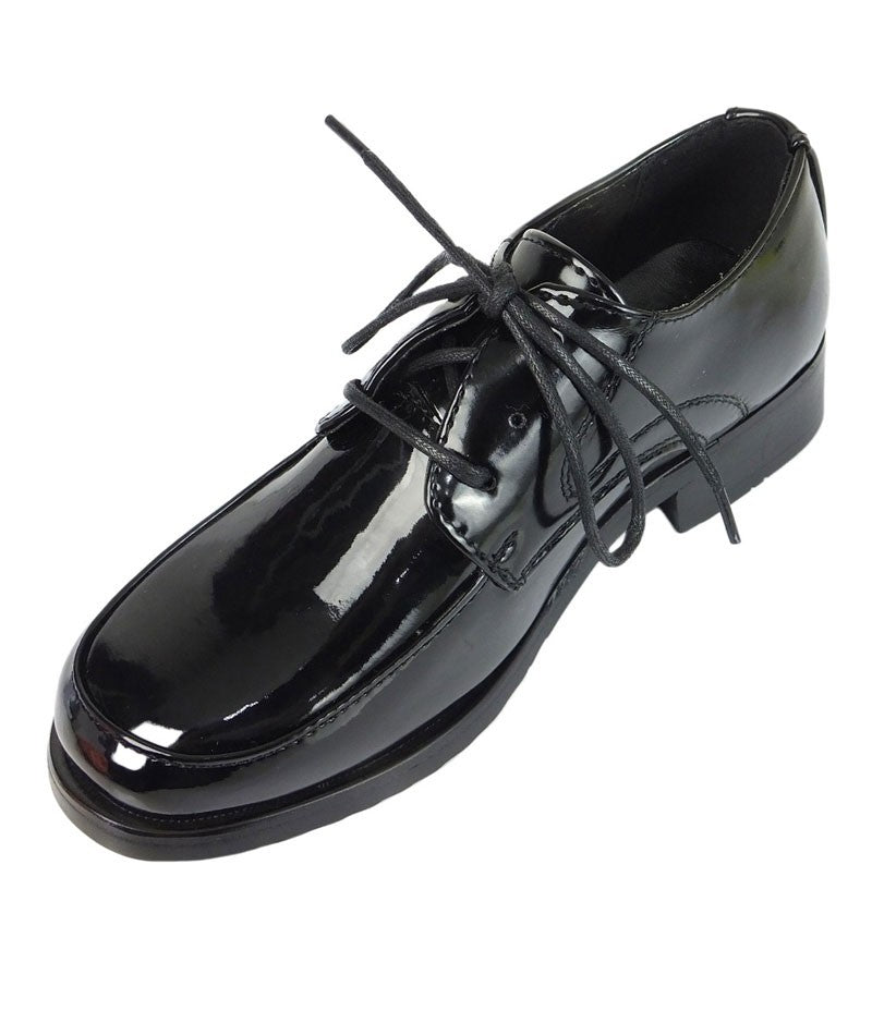 Boys Lace Up Patent Derby Shoes - Black