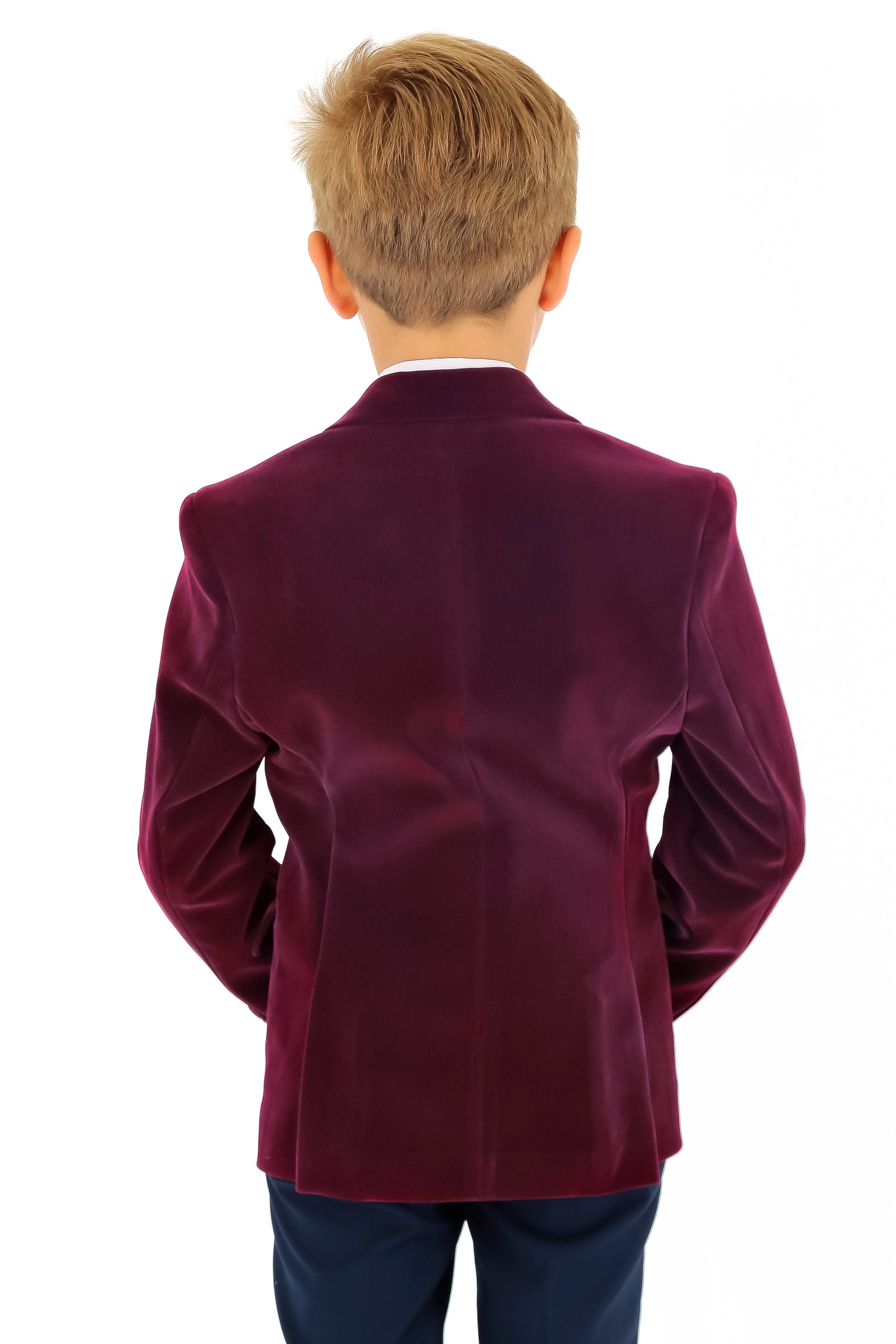 Boys Velvet Slim Fit Formal Blazer - Hackney - Purple