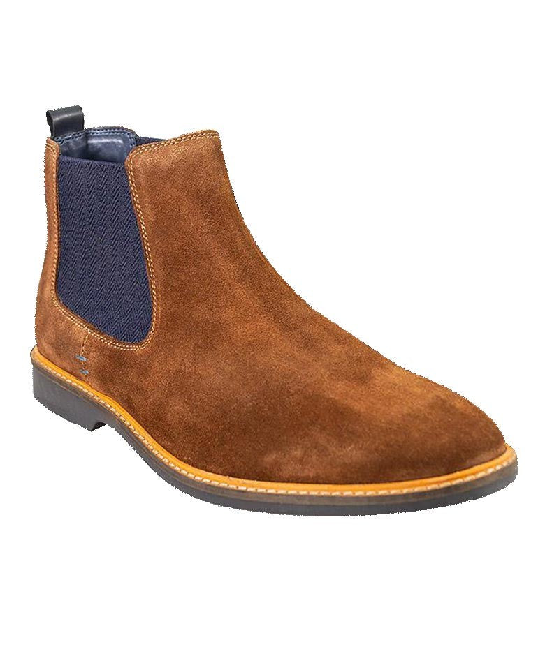 Men's Suede Chelsea Boots in Cognac Brown | SIRRI