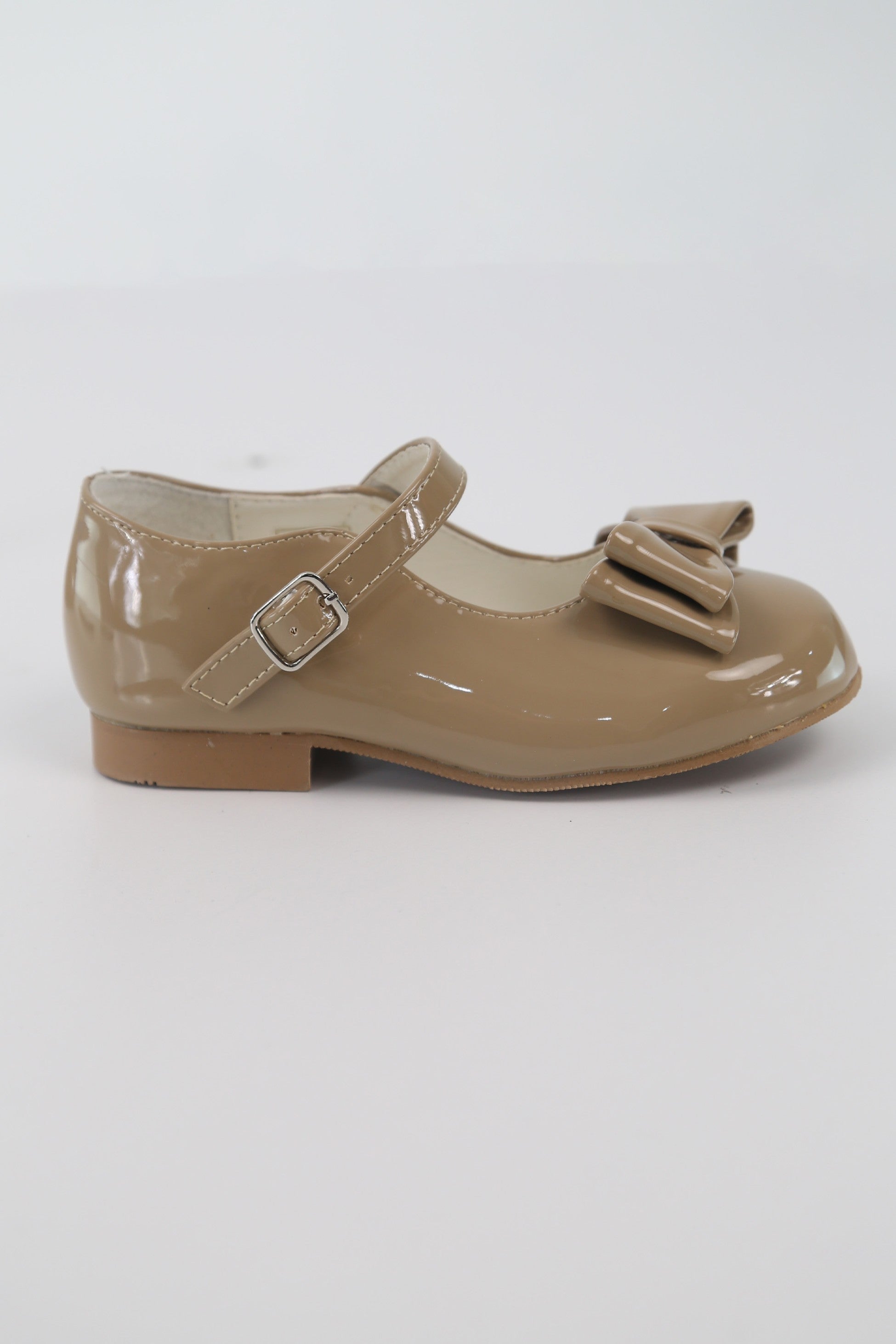 Girls Patent Mary Jane Shoes with Bow – LIYA - Camel