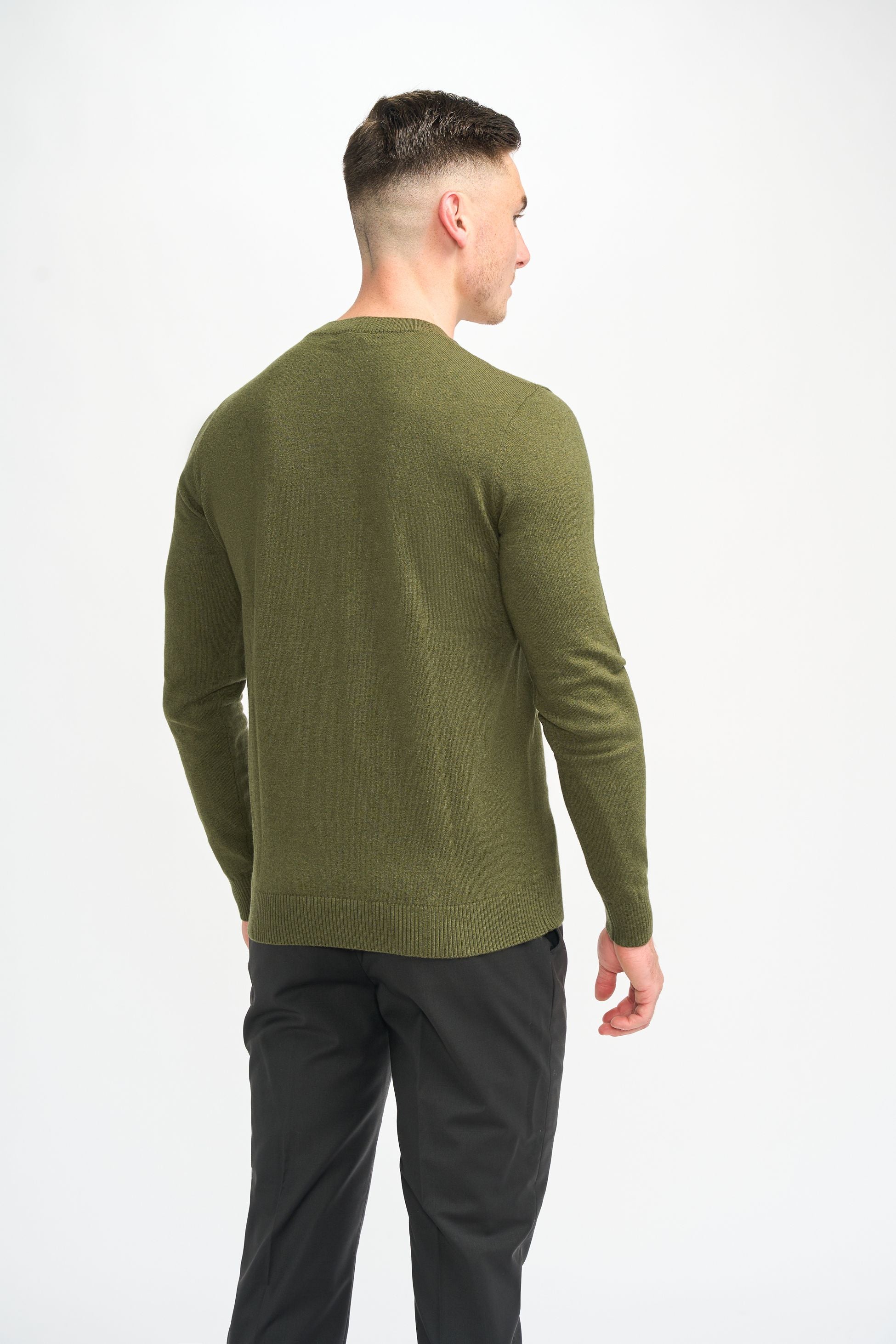 Men’s Wool Blend Knit Pullover Jumper - Connall - Olive Green