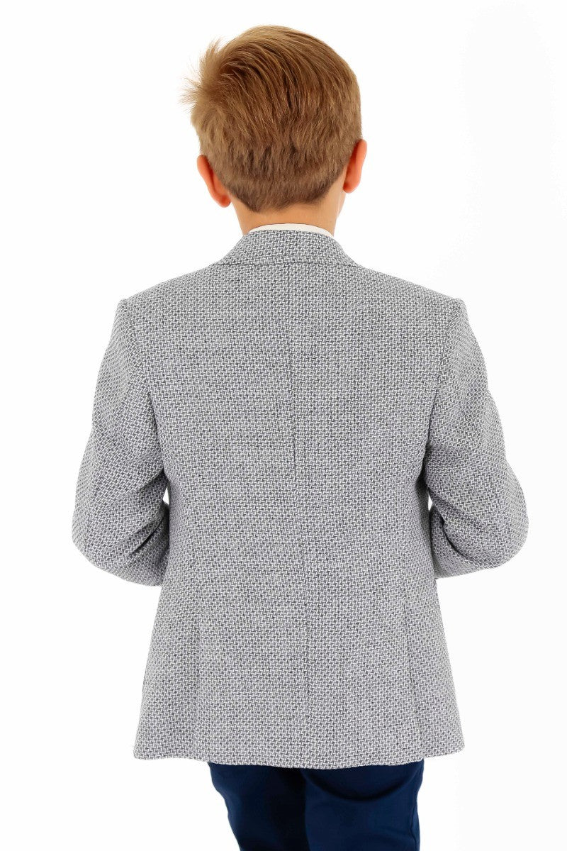 Boys Single Breasted Slim Fit Formal Blazer - GERRARD - Grey Blue