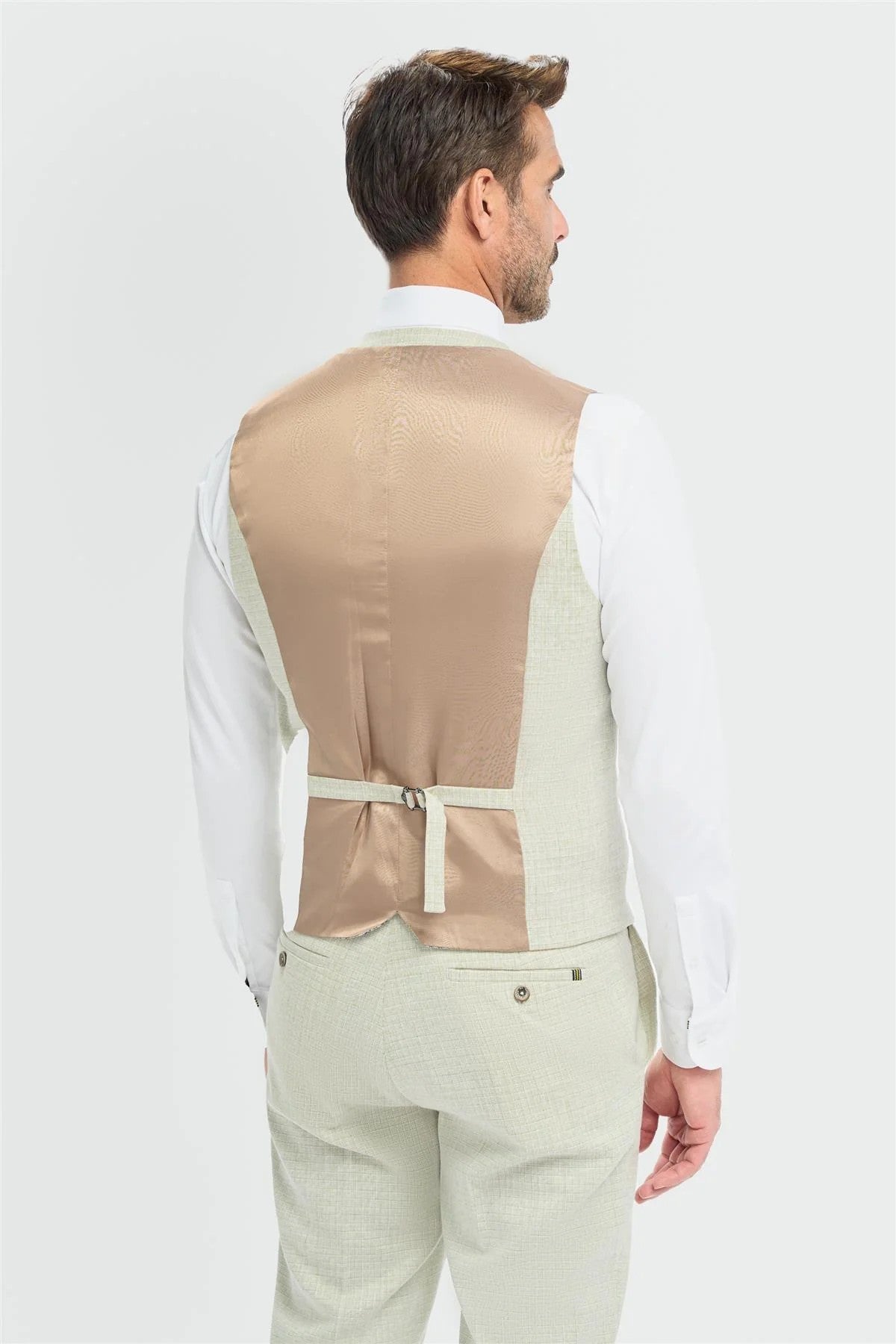 Men’s Slim Fit Textured Formal Waistcoat - Tropez - Sage Green