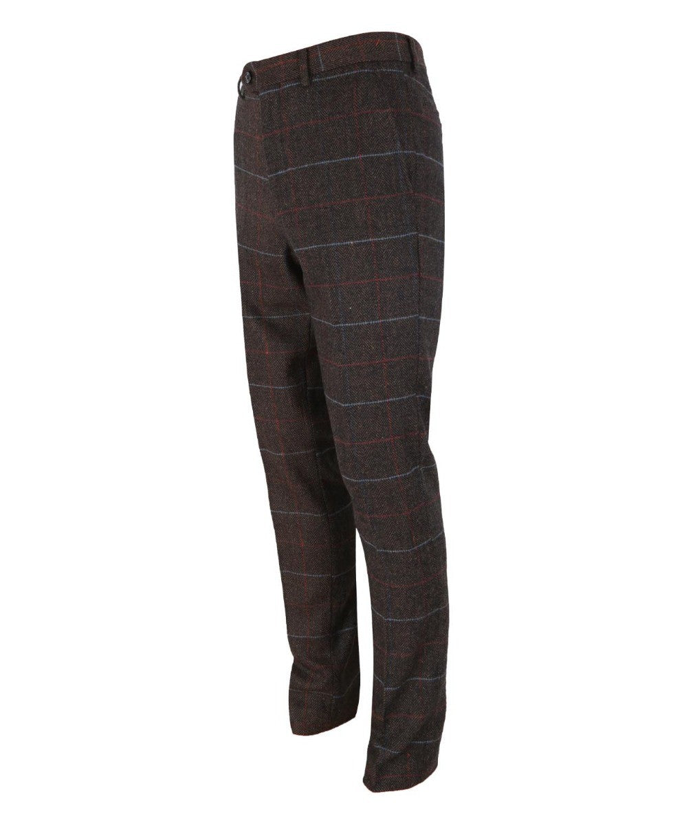 Men's Retro Check Slim Fit Trousers - TOMMY Brown - Brown