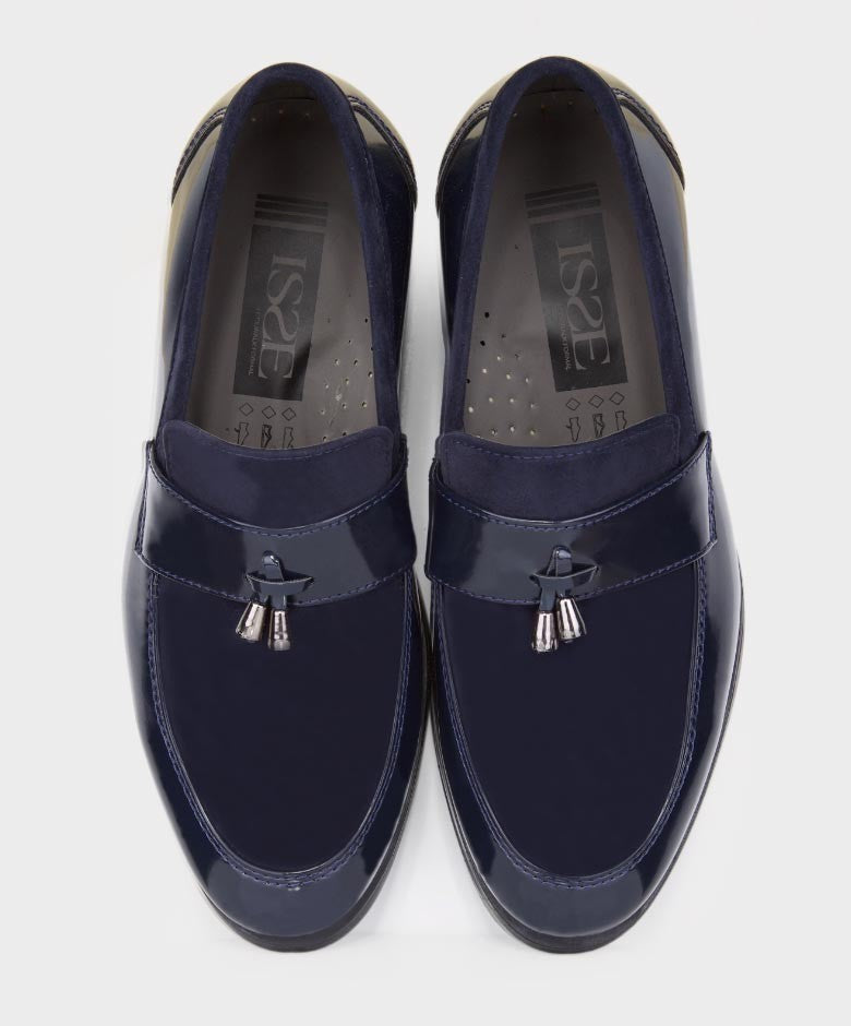 Baby Boys & Boys leather and Suede Slip on Formal Tassel Loafers - Navy Blue