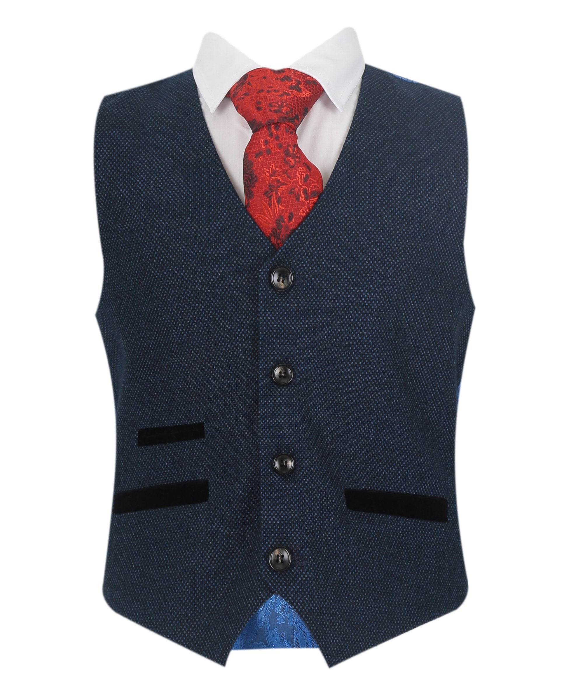 Boys Textured Formal Navy Suit - ARTHUR - Navy Blue