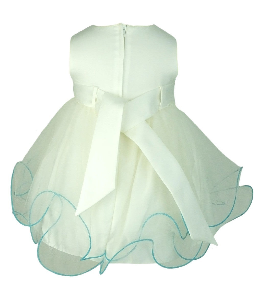 Girls Christening Wedding Dress with Butterfly Bolero Jacket - Ivory- Blue