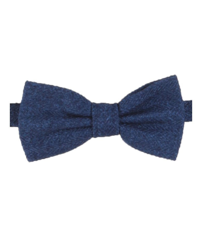 Boys & Men's Herringbone Tweed Bow Tie and Pocket Square - Blue