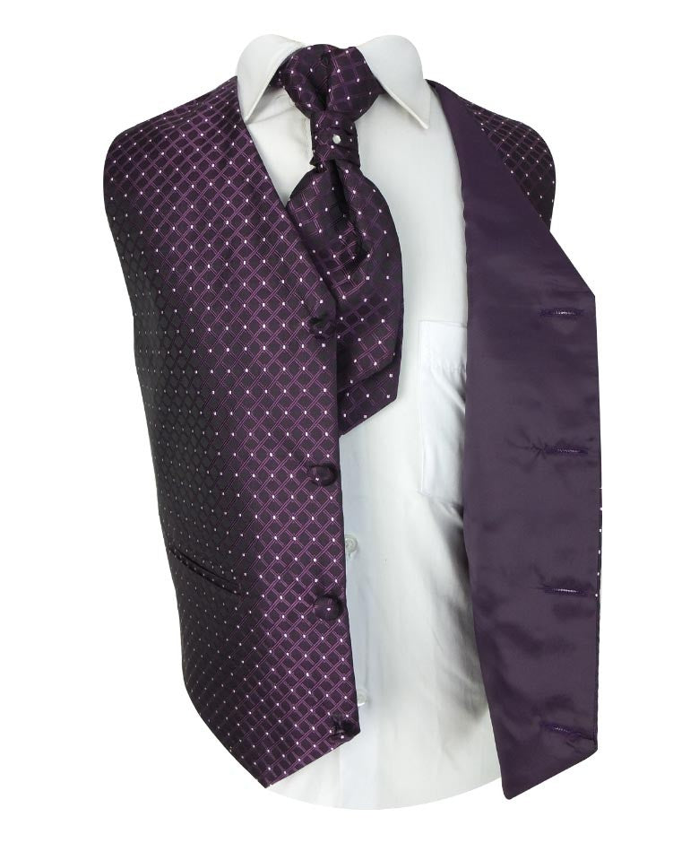 Baby & Boys 4 Piece Diamond Design Wedding Waistcoat Suit - Purple