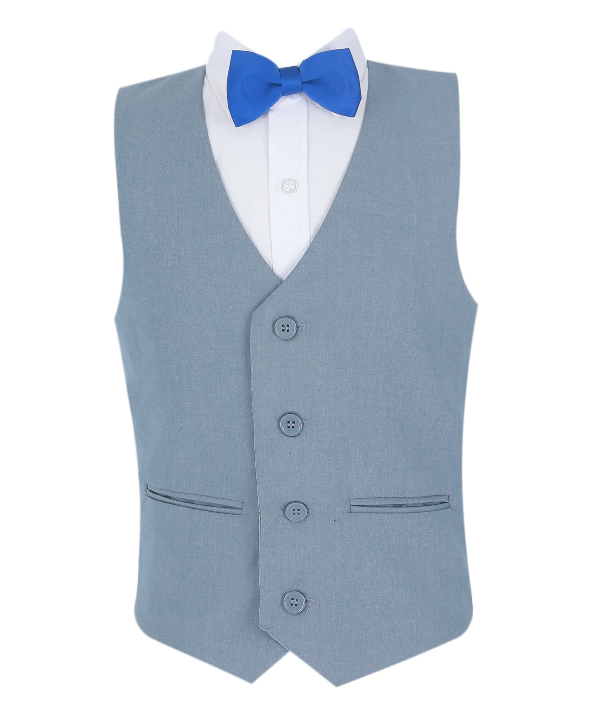 Boys Summer Waistcoat Suit 4 PC Set - Navy Blue