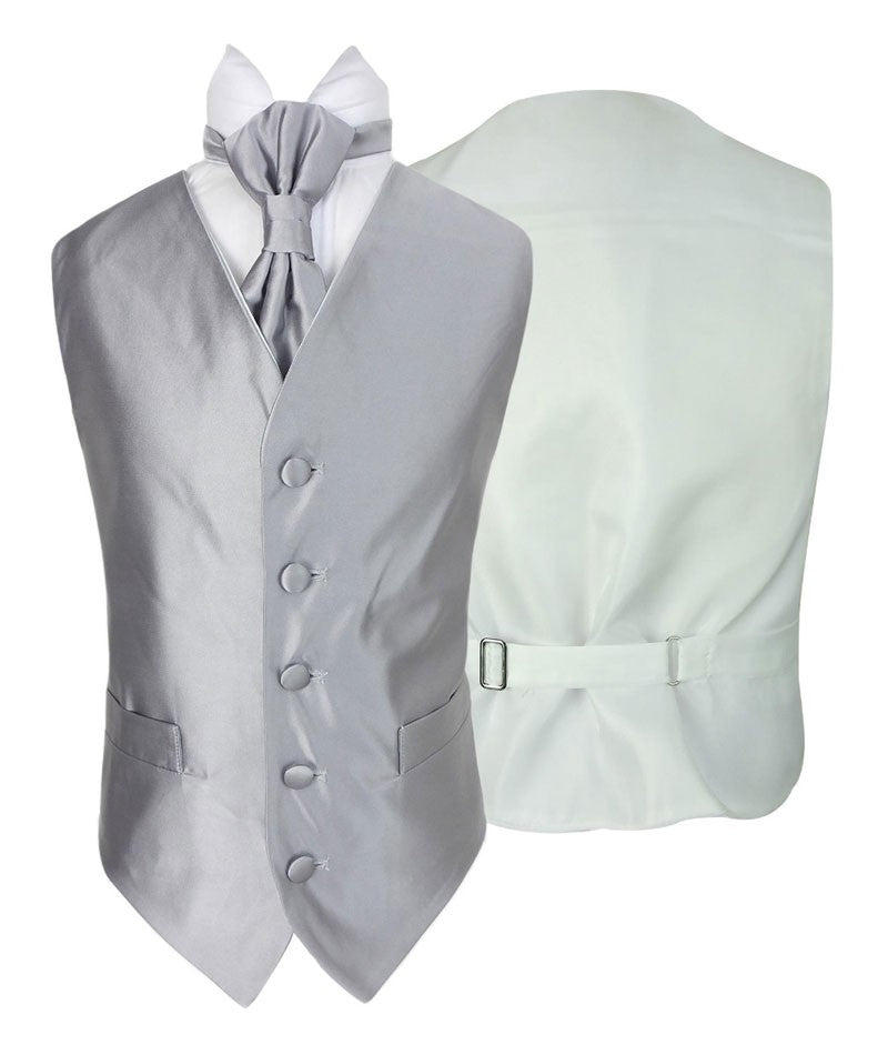 Boys Satin Waistcoat & Cravat Set - Silver