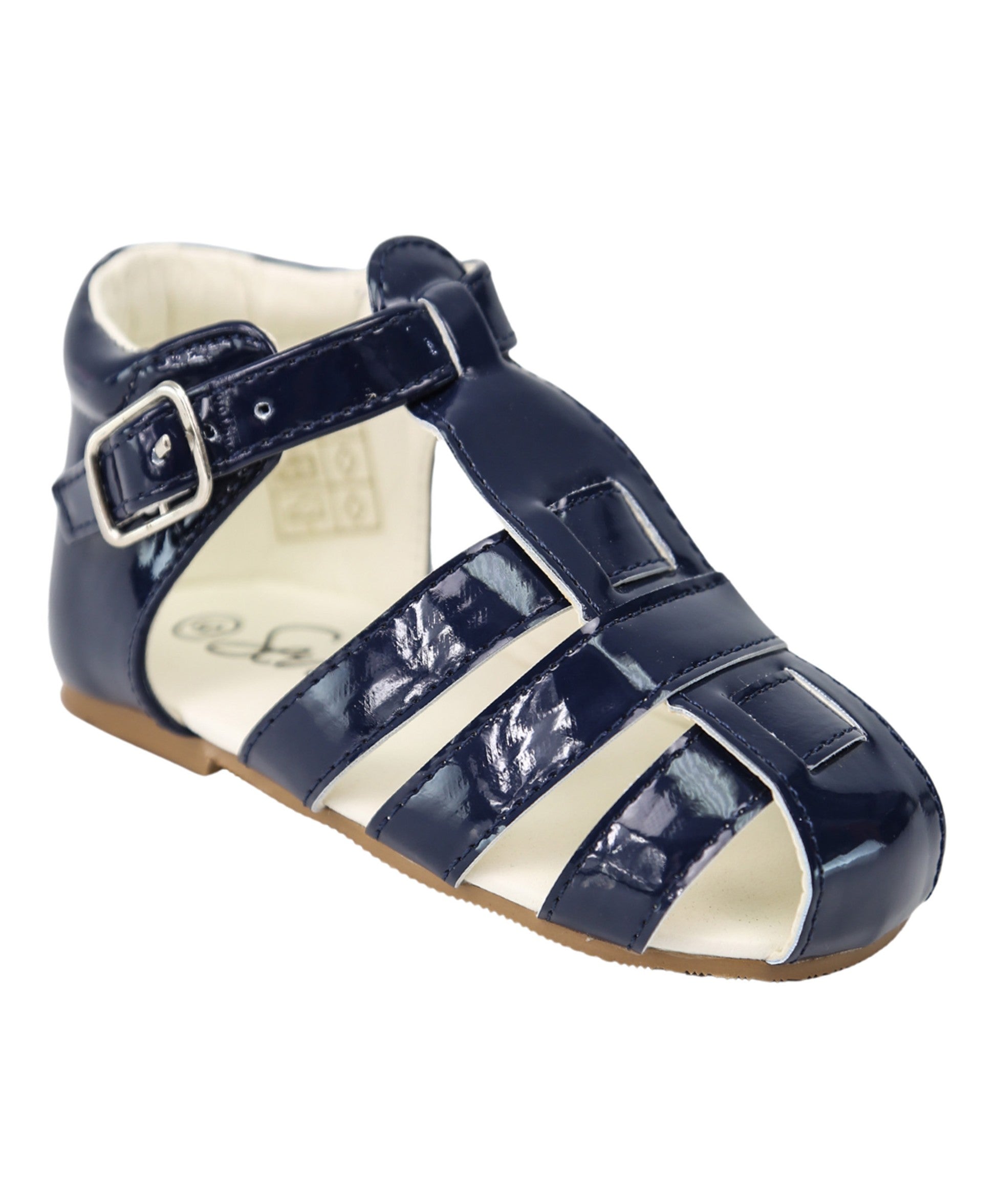 Unisex Kids Patent Leather Sandals Shoes- RALPH - Navy Blue