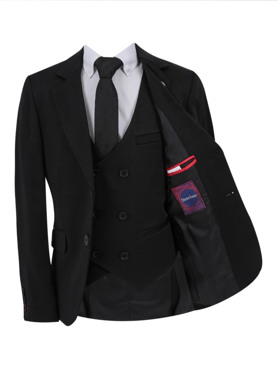 Boys Slim Fit Formal Suit - Black