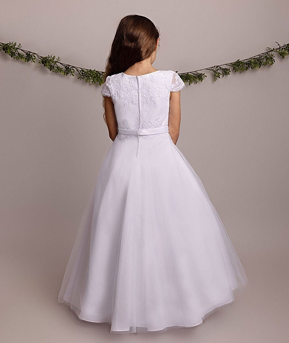 Girls Communion White Lace Dress - BILLIE - White