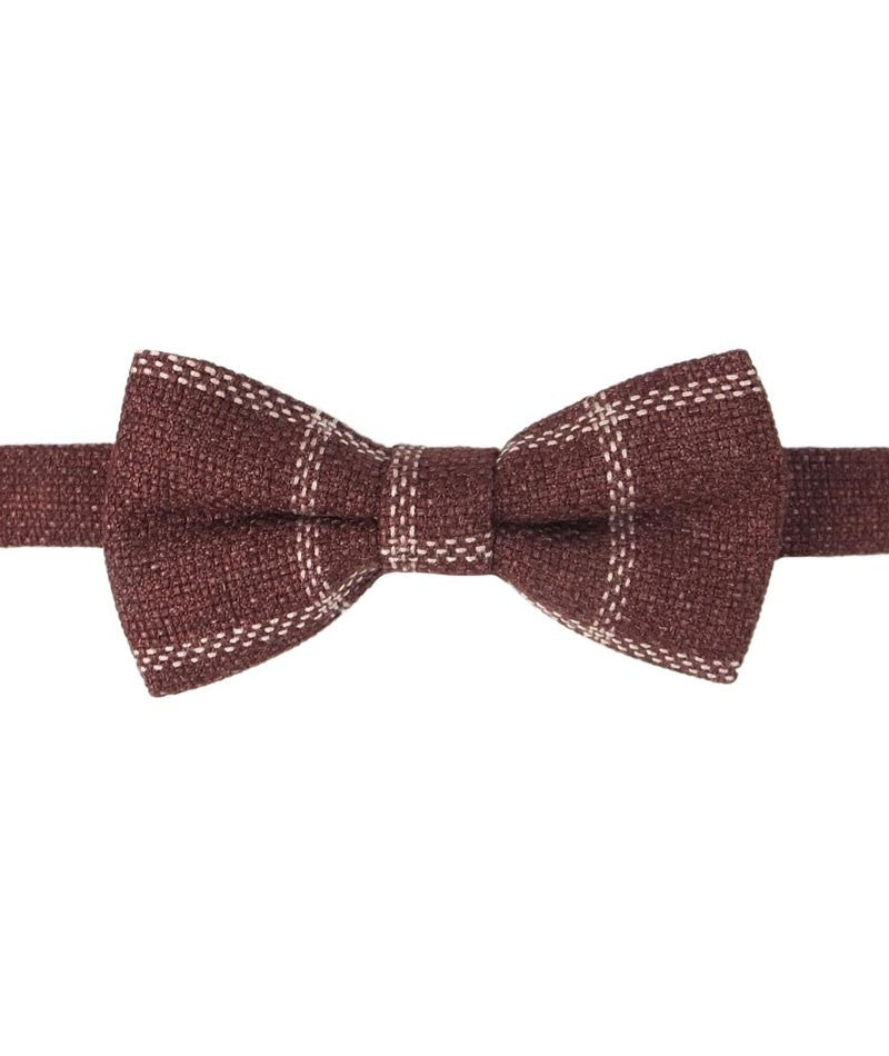 Boys Check Tweed Bow Tie Set - Maroon