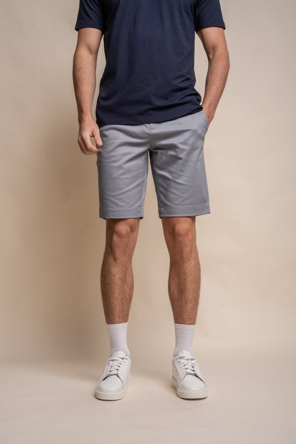 Men's Cotton Casual Slim Fit Chino Shorts - DAKOTA - Ice Blue