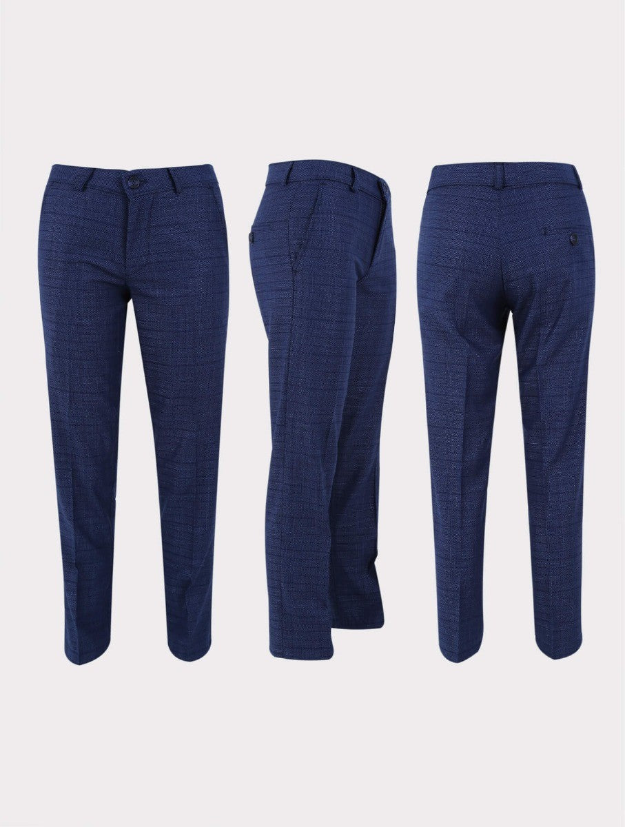 Boys Textured Check Suit - Joseph Blue - Blue