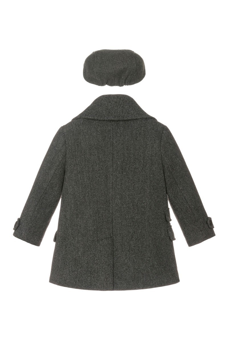 Boys Tweed Double Breasted Midi Geke Coat - Grey