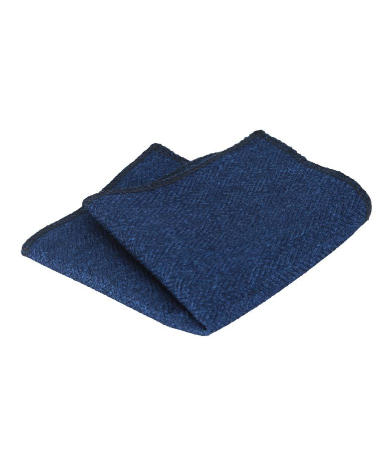 Men's & Boys Herringbone Tweed Pocket Handkerchief - Navy