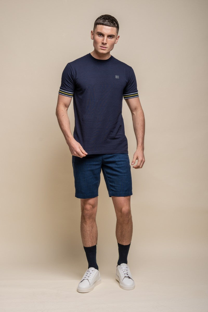 Men's Mid Rise Slim Fit Shorts- MIAMI - Dark Blue