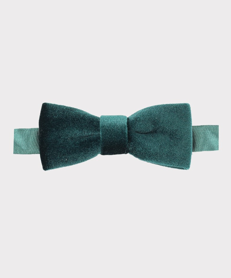 Boys & Men's Velvet Bow Tie and Hankie Set - Green