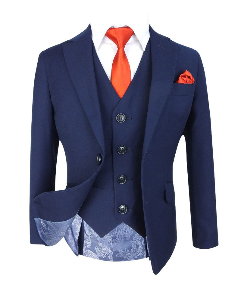 Boys Slim Fit Formal Blue Suit - Blue