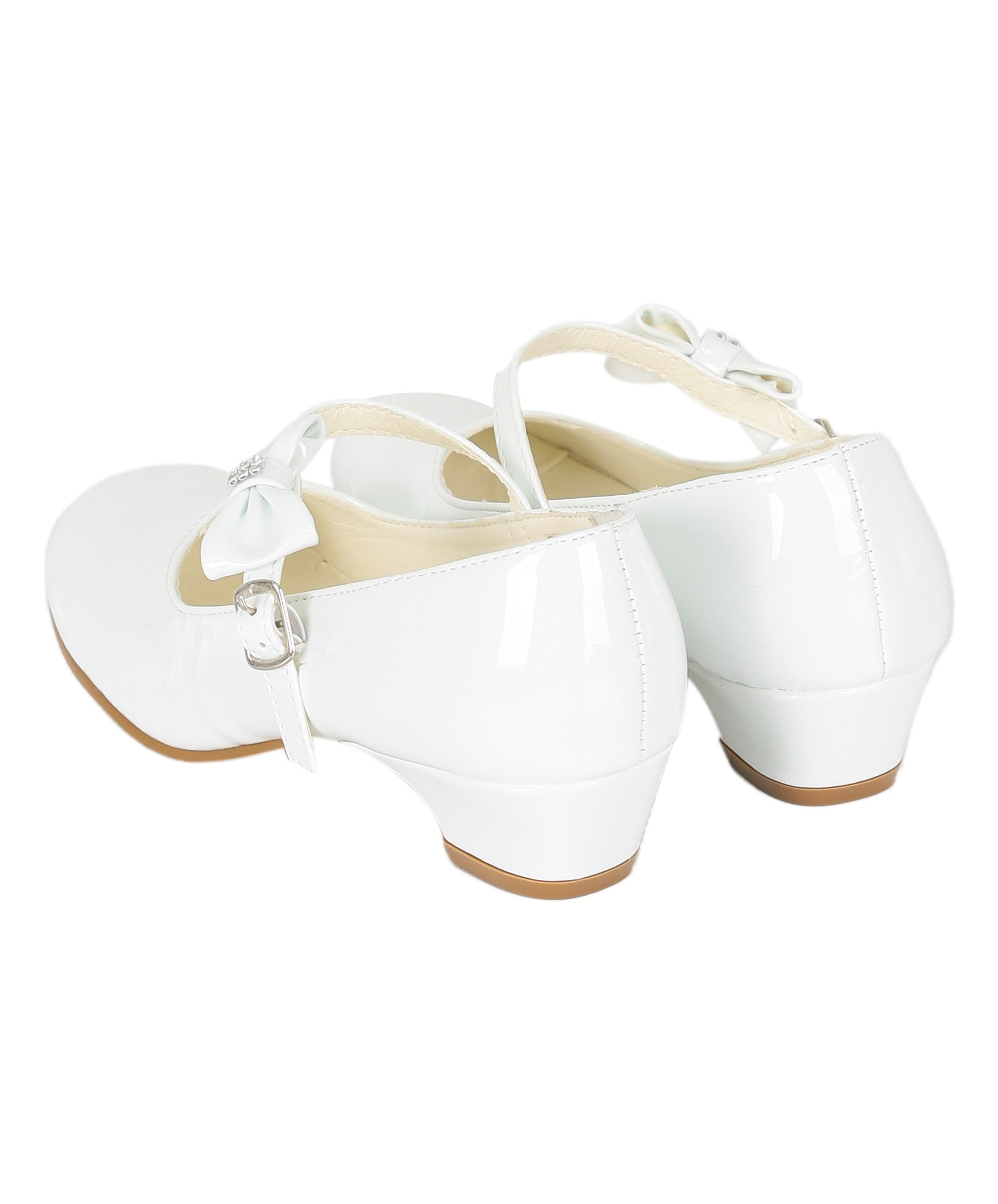 Girls Medium Heel Patent Mary Jane Shoes -DANIELLE - White